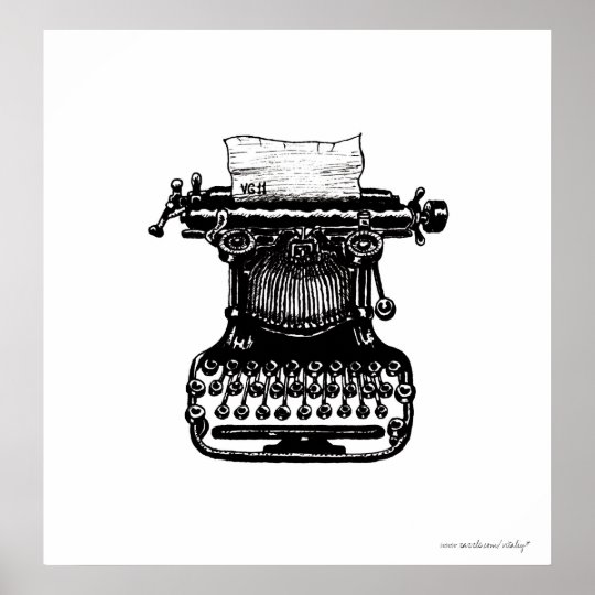 Vintage typewriter graphic art poster