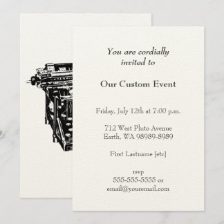 Vintage Typewriter Illustration Invitation