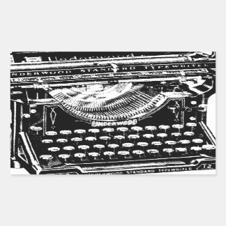 Vintage Typewriter Illustration Rectangular Sticker