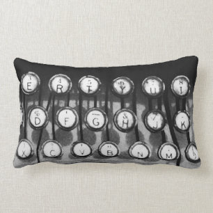Vintage Typewriter Key Art Throw Pillow