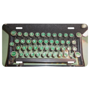 Vintage Typewriter Keyboard License Plate