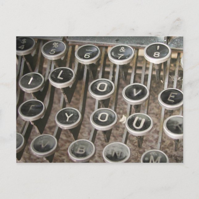 Vintage Typewriter Keys "I Love You" Postcard (Front)