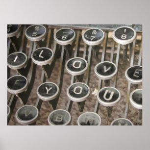 Vintage Typewriter Keys "I Love You" Poster