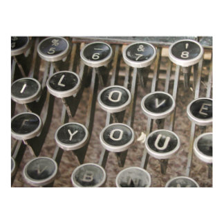 Vintage Typewriter Keys "I Love You" Poster