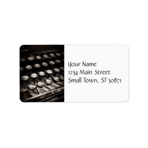 Vintage Typewriter Keys in Black and White Label