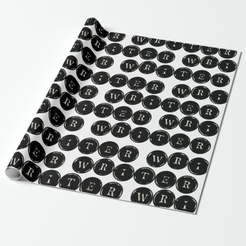 Vintage Typewriter Keys Pattern  Writer Wrapping Paper