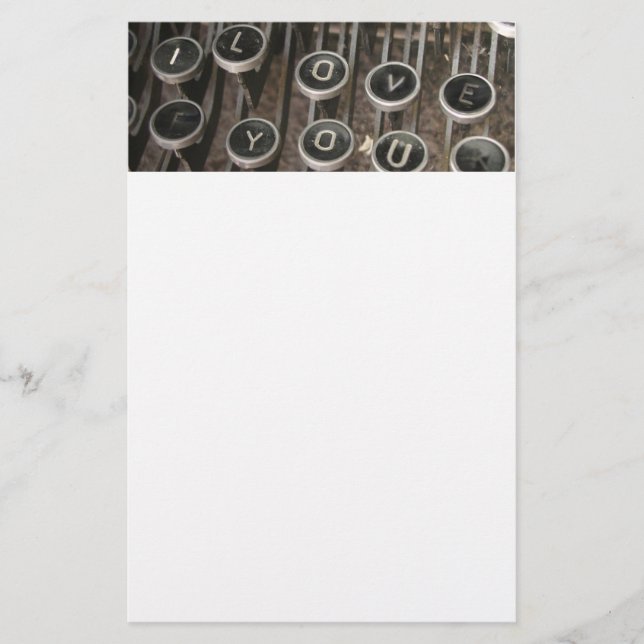 Vintage Typewriter Keys - Sweethearts Love Letter Stationery (Front)