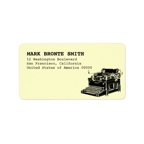 Vintage Typewriter Label Address