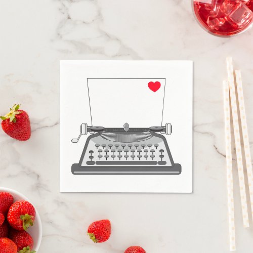 Vintage Typewriter Love Letter Paper Napkins