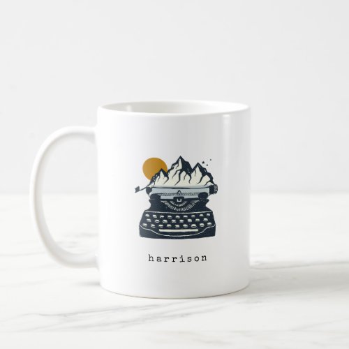 Vintage Typewriter Mountain Landscape Name  Coffee Mug