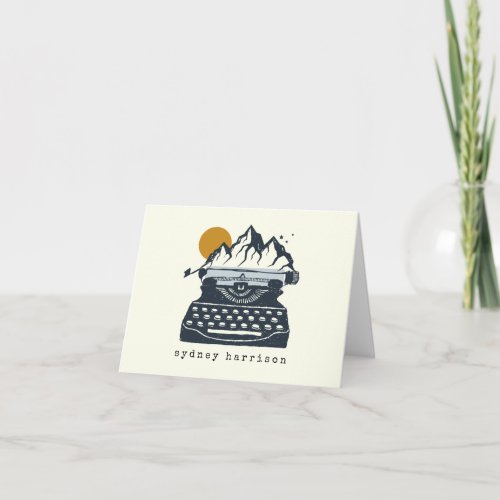 Vintage Typewriter Mountain Landscape Name Note Card