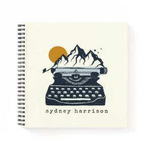 Vintage Typewriter Mountain Landscape Name Notebook