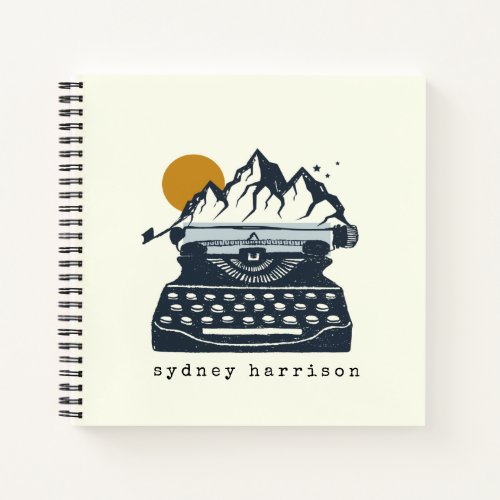 Vintage Typewriter Mountain Landscape Name Notebook