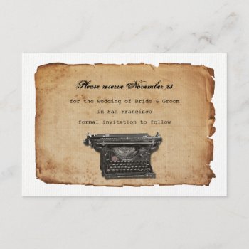 Vintage Typewriter Parchment Save The Date by RiverJude at Zazzle