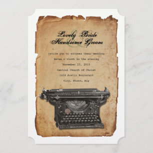 Vintage Typewriter Parchment Wedding Invitation