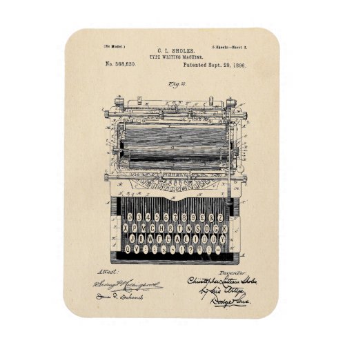 Vintage Typewriter Patent Magnet