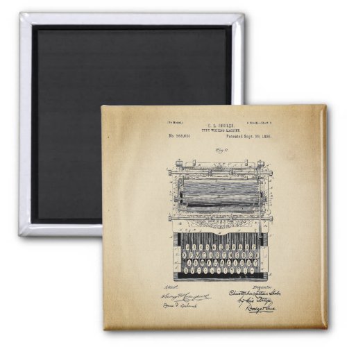 Vintage Typewriter Patent Magnet