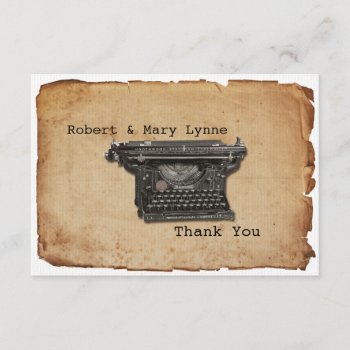 Vintage Typewriter Personalize Flat Thank You Note by RiverJude at Zazzle