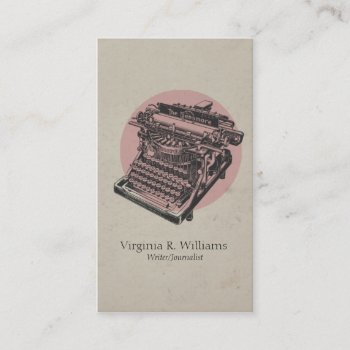 Vintage Typewriter Pink With Circle Business Card by MarceeJean at Zazzle