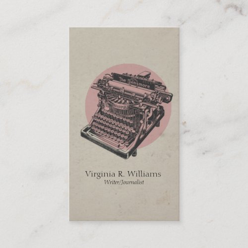 Vintage Typewriter Pink with Circle Business Card