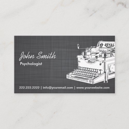 Vintage Typewriter Psychologist Linen Business Card