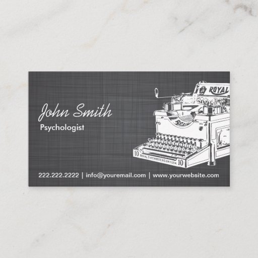 Customizable Retro Typewriter Psychologist Linen Business Card