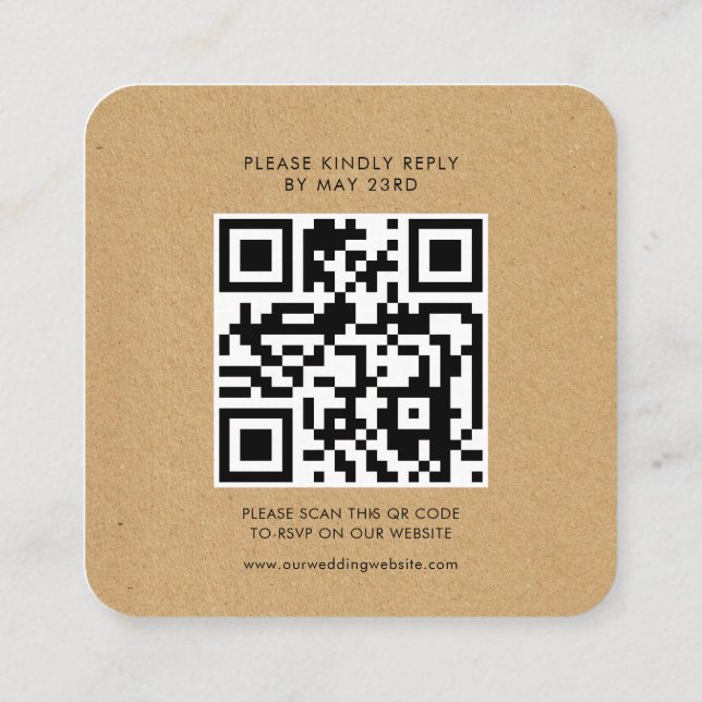 Vintage typewriter QR code RSVP response Enclosure Card (Back)