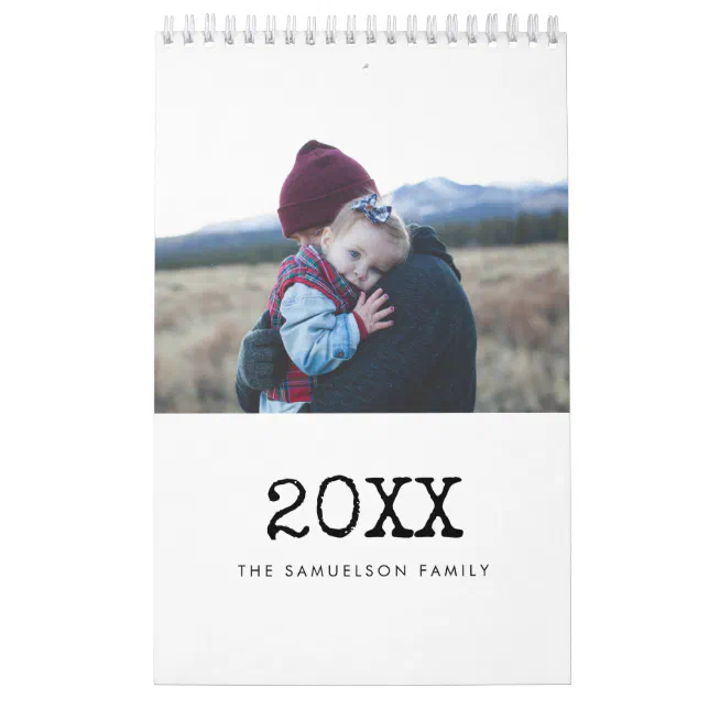 Vintage typewriter script 2024 family calendar Zazzle