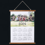 Vintage typewriter script 2024 photo calendar  hanging tapestry<br><div class="desc">A modern and simple photo calendar hanging tapestry to customize with a family picture,  a perfect way to start the year 2024.</div>