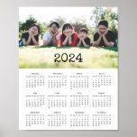 Vintage typewriter script 2024 photo calendar poster<br><div class="desc">A modern and simple photo calendar poster to customize with a family picture,  a perfect way to start the year 2024.</div>