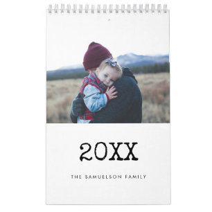 Vintage typewriter script 2026 family calendar