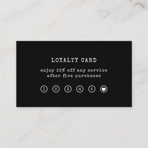 Vintage Typewriter Text  Black Loyalty Card