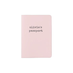 Vintage Typewriter Text Blush Pink and Black Passport Holder