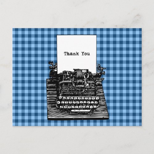 Vintage Typewriter Thank You Postcard