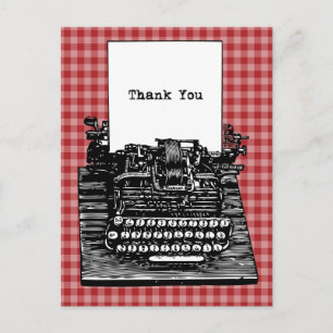 Vintage Typewriter Thank You Postcard