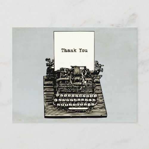 Vintage Typewriter Thank You Wedding Postcard