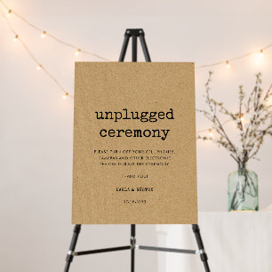 Vintage typewriter Unplugged ceremony sign