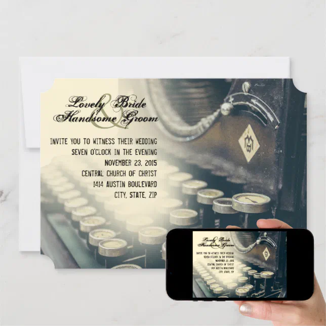 Vintage Typewriter Wedding Invitation Zazzle