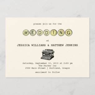 Vintage Typewriter Wedding Invitation