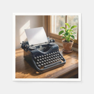 Vintage Typewriter with Blank Sheet of Paper Napkins