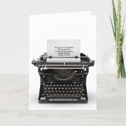 Vintage typewriter with quote thank you card