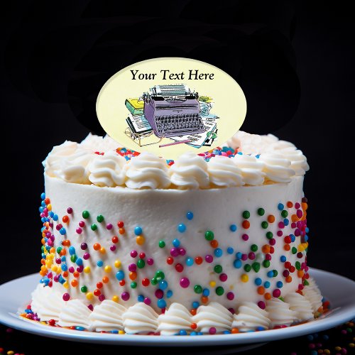 Vintage Typewriter With Writers paper Pencils Cake Topper