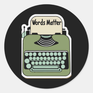 Vintage Typewriter words  Retro Design  Classic Round Sticker
