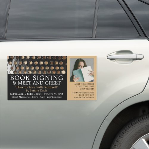 Vintage Typewriter, Writers Book Signing Advert Car Magnet