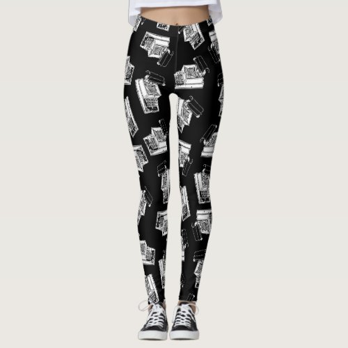 Vintage Typewriters Design Antique Typewriter Art Leggings