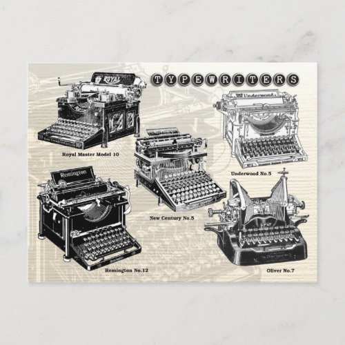 Vintage Typewriters _ Illustrations Postcard