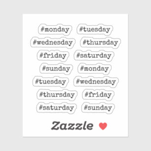 Vintage Typewritten Font Planner Hashtag Weekday Sticker