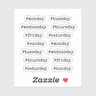 Vintage Typewritten Font Planner Hashtag Weekday Sticker