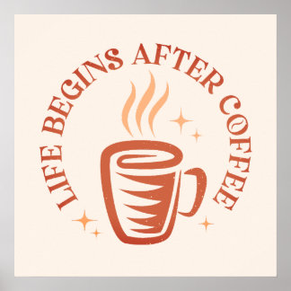 Vintage typographic design with coffee cup. poster