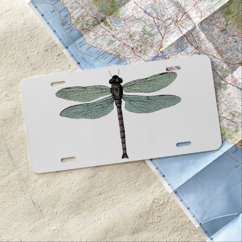 Vintage Typographic Dragonfly License Plate